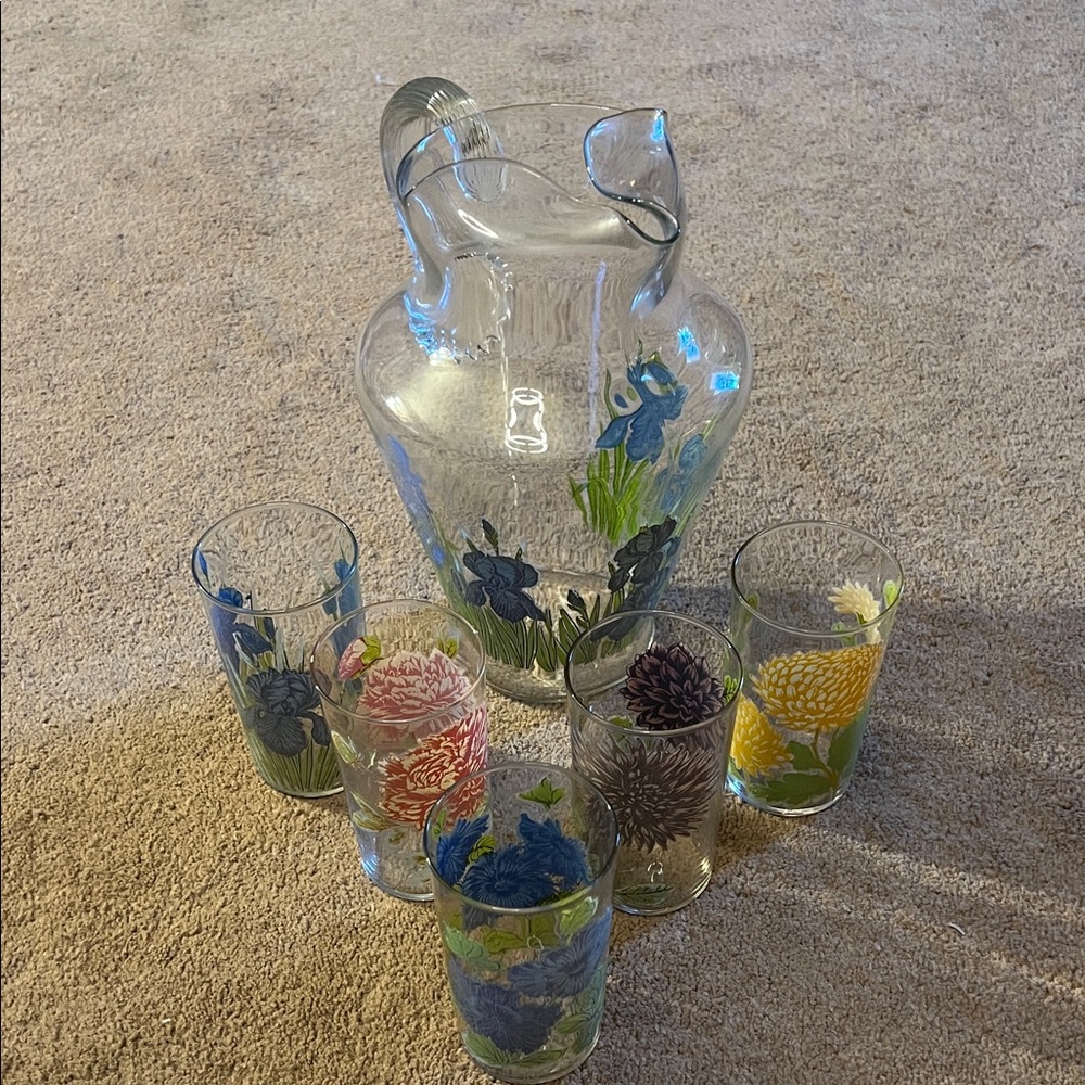 Iris Floral Glass Tumbler